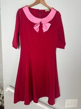 Lindy Bop Dress Fuchsia Pink Collar Bow Dance Retro 50s 60s Grease Pinup Vintage